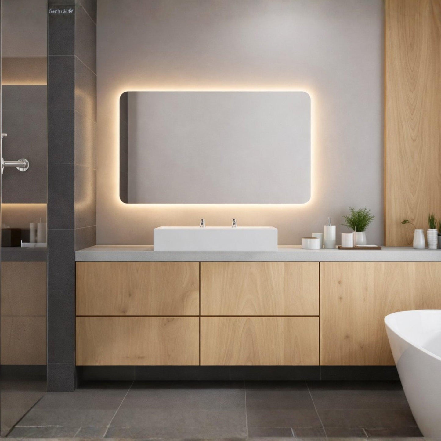 espejo led cob-chib on board de luz calida y fria de origen europeo belga libre de plomo