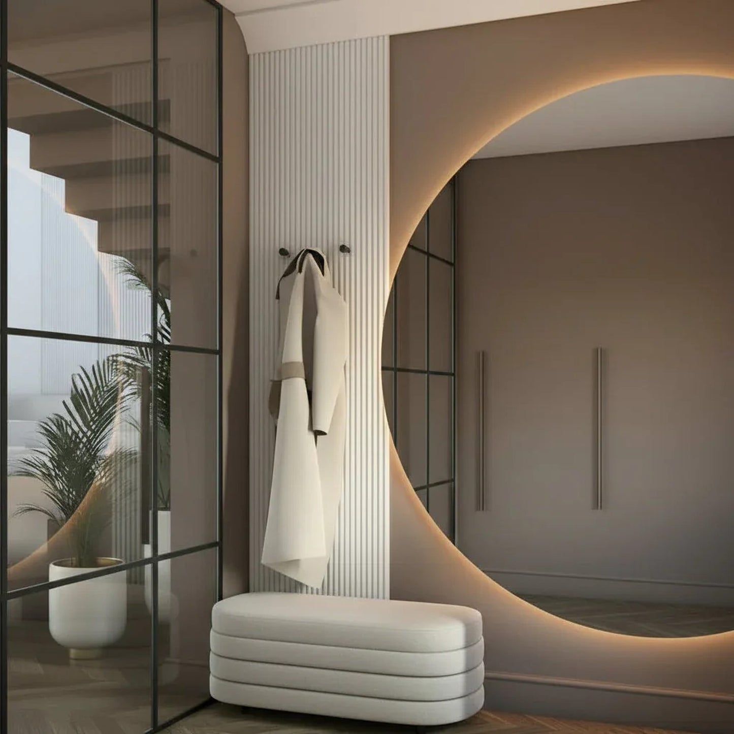 Espejo de pared LED Semicircular