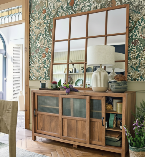 Espejo de madera estilo ventana antigua de color madera roble