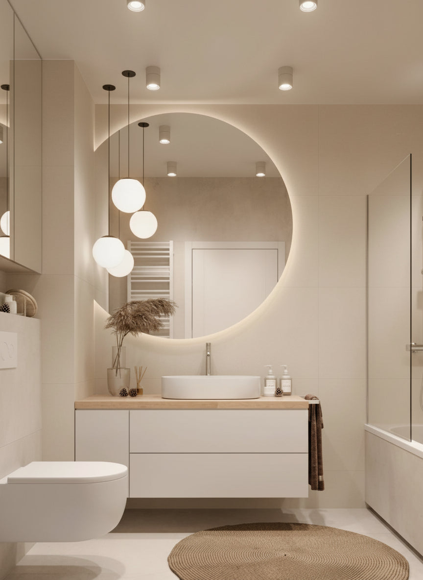 Espejo led semicircula verticalmente