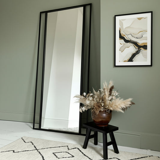 Espejo clasico con marco de fierro negro