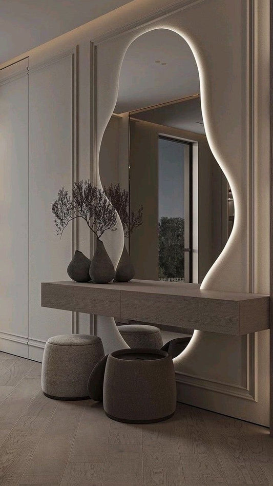 Espejo led irregular con forma de silueta