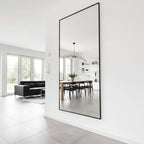 espejo n sala comedor de marco negro con material de aluminio y espejo belga europeo