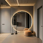 Espejo Circular Tamaño Grande con iluminación LED COB, cristal europeo certificado libre de plomo y cobre, diseño moderno elegante