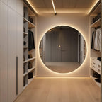 espejo redondo grande led cob en closet o vestidor