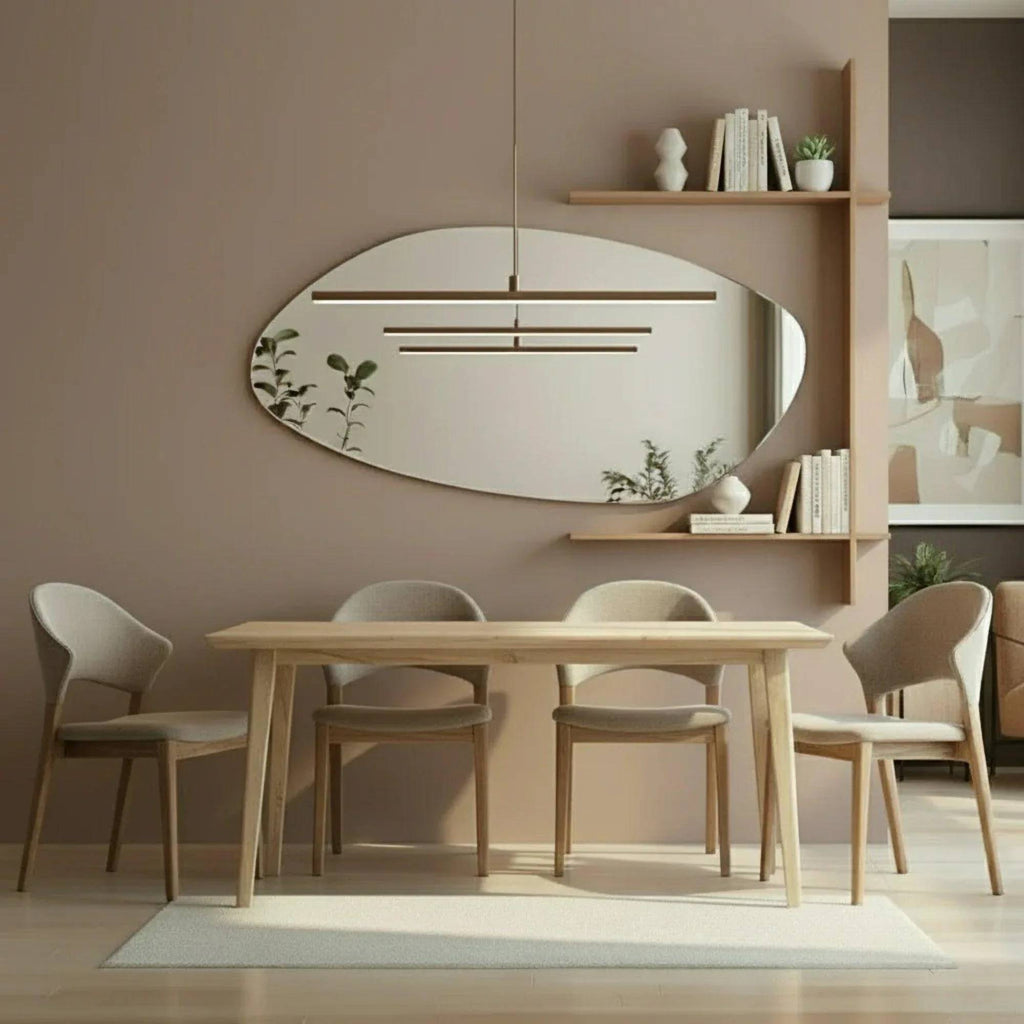 Espejo con Forma Executive diseño asimétrico irregular, cristal belga europeo certificado libre de plomo y cobre, pieza artística única
