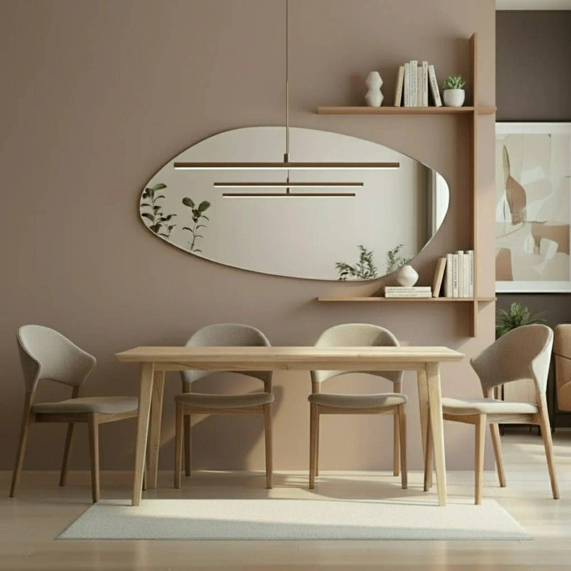 Espejo con Forma Executive diseño asimétrico irregular, cristal belga europeo certificado libre de plomo y cobre, pieza artística única
