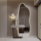 Espejo LED Irregular forma orgánica, iluminación LED COB continua, cristal europeo certificado, diseño vanguardista moderno
