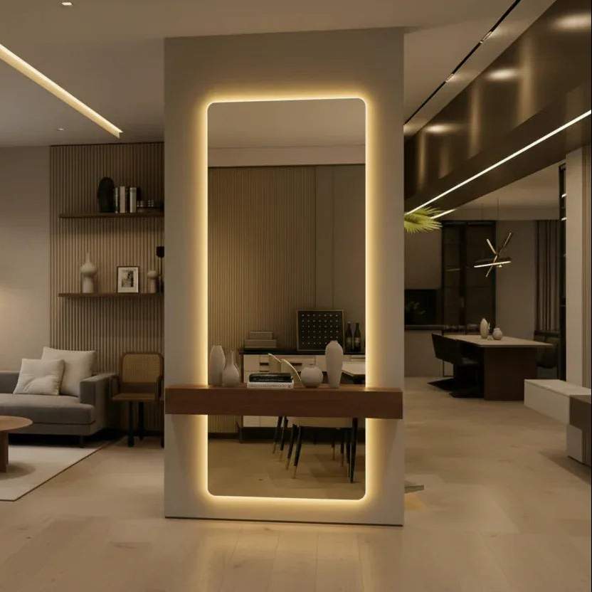 Espejo LED Retroiluminado PR tecnología LED COB, cristal europeo certificado libre de plomo y cobre, iluminación uniforme para maquillaje
