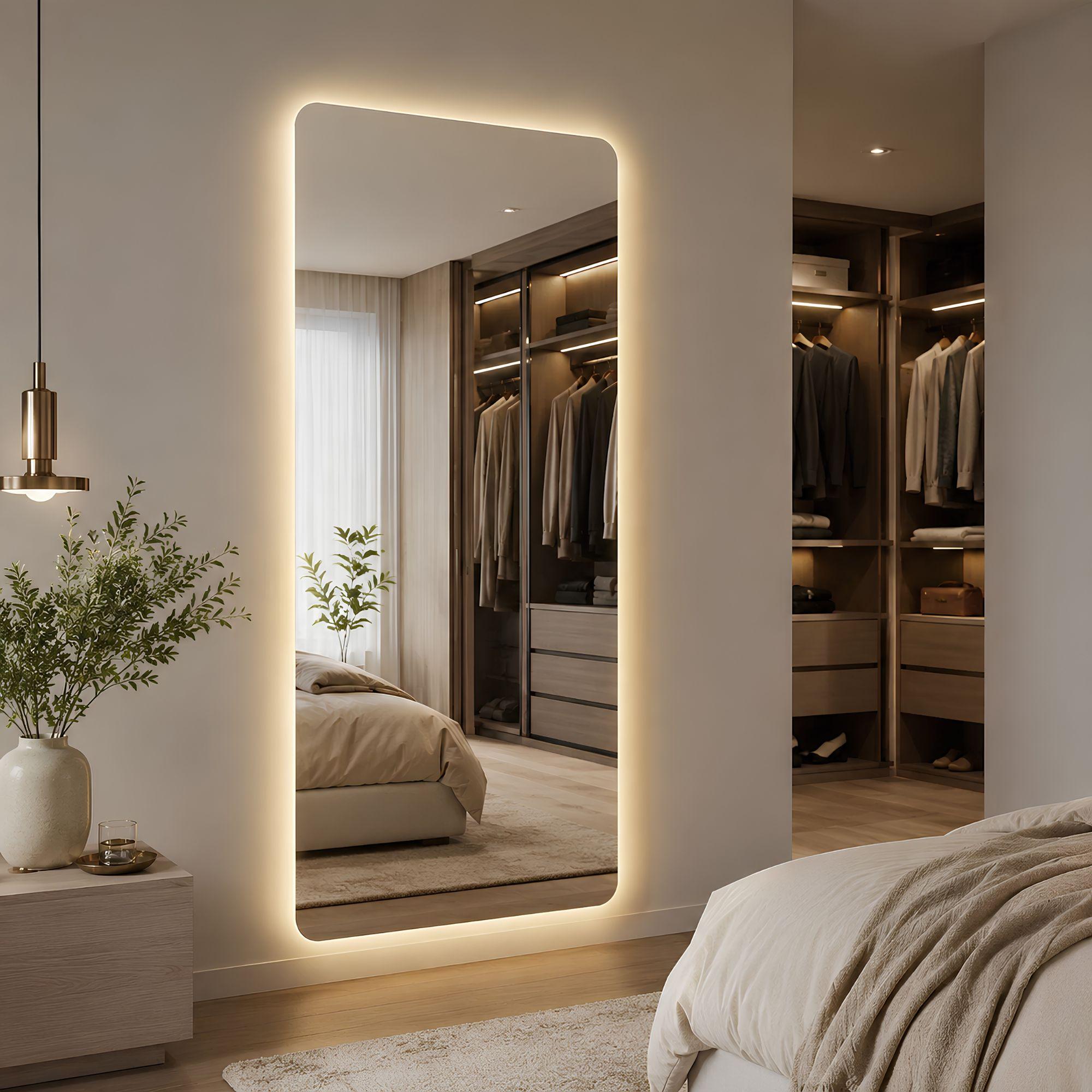 Espejo led con puntas redondeadas vertical ideal para tu habitacion