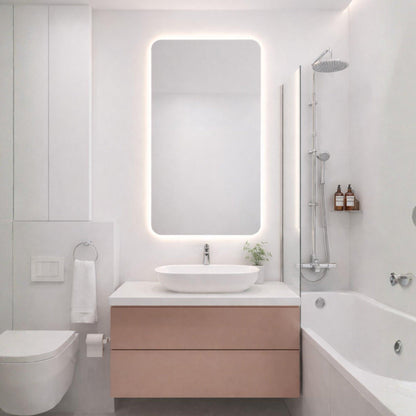 espejo para baño con luz led intregado qu puedes elegir calido y frio el espejo es de origen belga libre de plomo de varias medidas