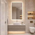 Espejo recntagular con iluminacion led que se puede colocar horizontal o vertical ideal para baño ya que tiene una capa protectora antihumedad que hacer que perdure el espejo en ambientes humedos