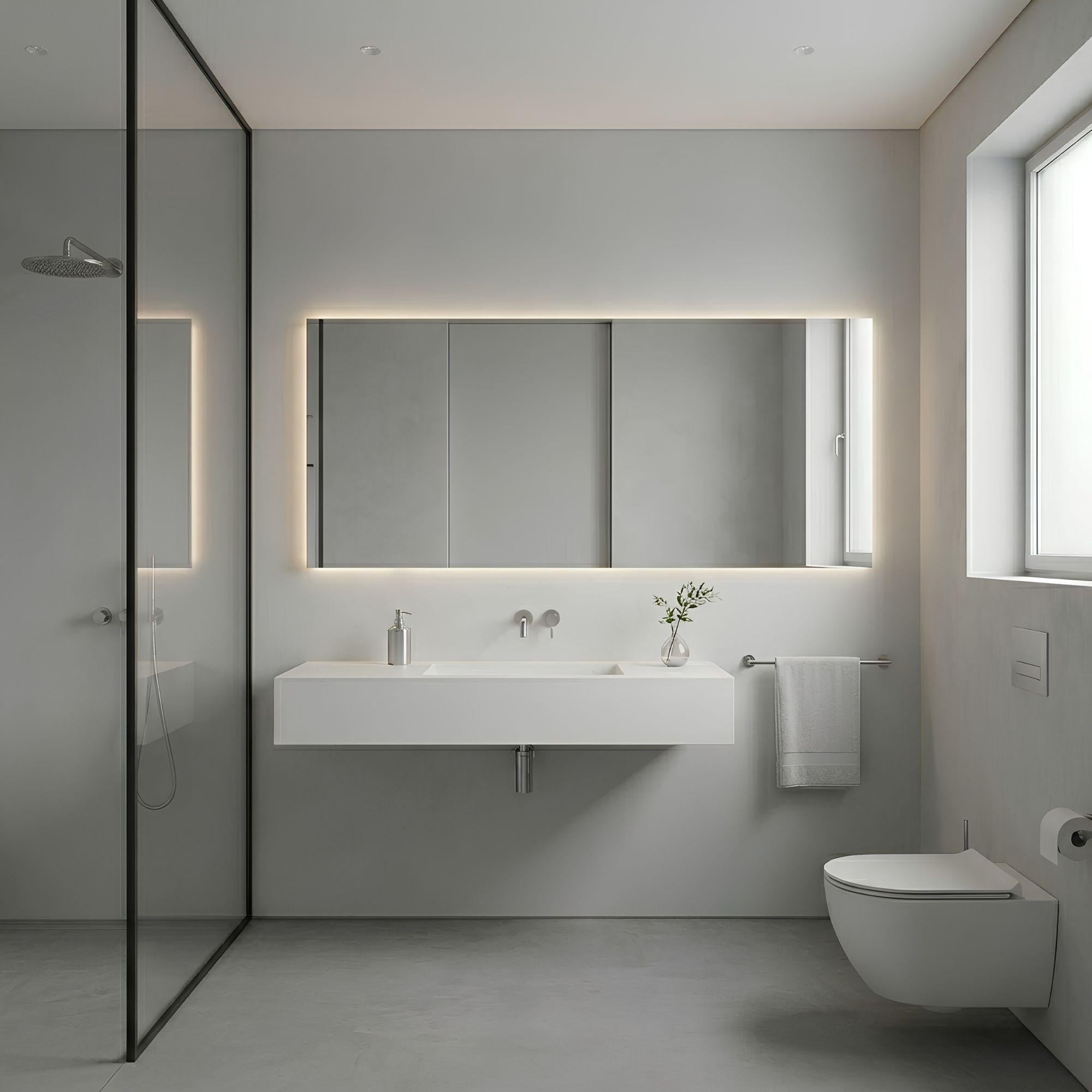 Espejo led para baño rectangular de varias medidas ideal para un baño moderno, este espejo aguanta humedad