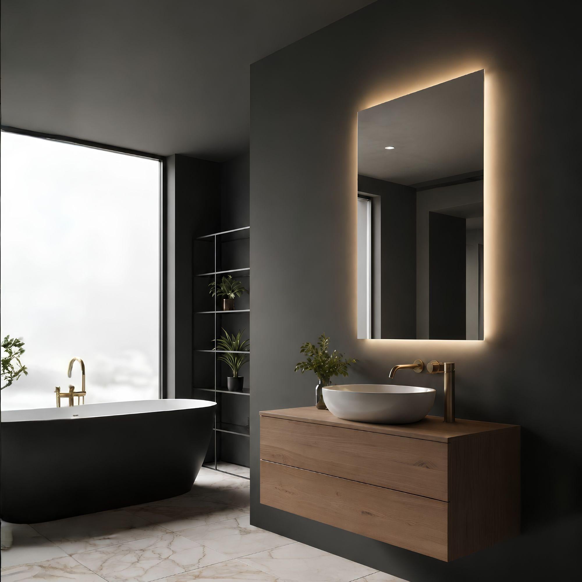 Espejo rectangular para baño con iluminacion led