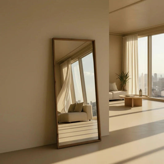 Espejo MAISON marco madera de pino natural, cristal belga certificado, diseño versátil vertical u horizontal
