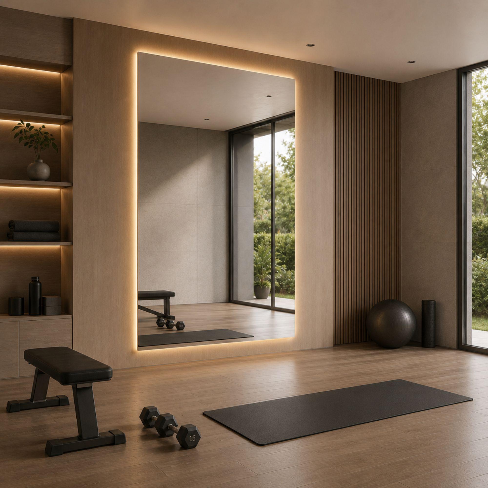 ESPEJO GRANDE LED EN GYM 