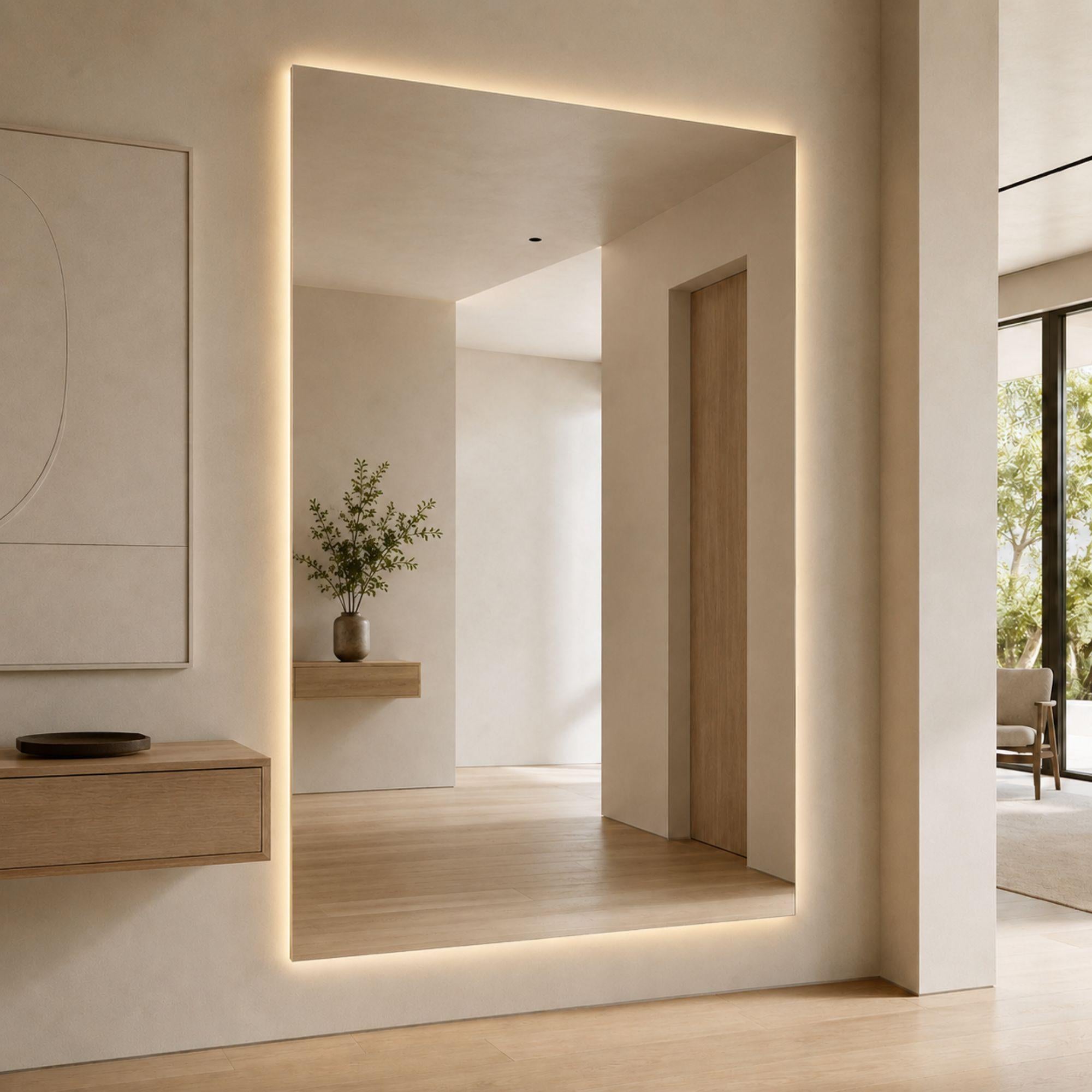 Espejo led para pared de tamaño grande ideal para espacios grande de tu hogar o negocio