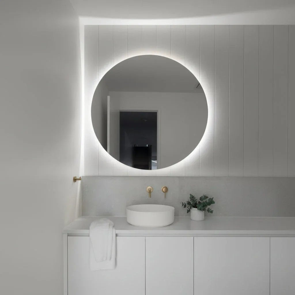 espejo led redondo con luz fria