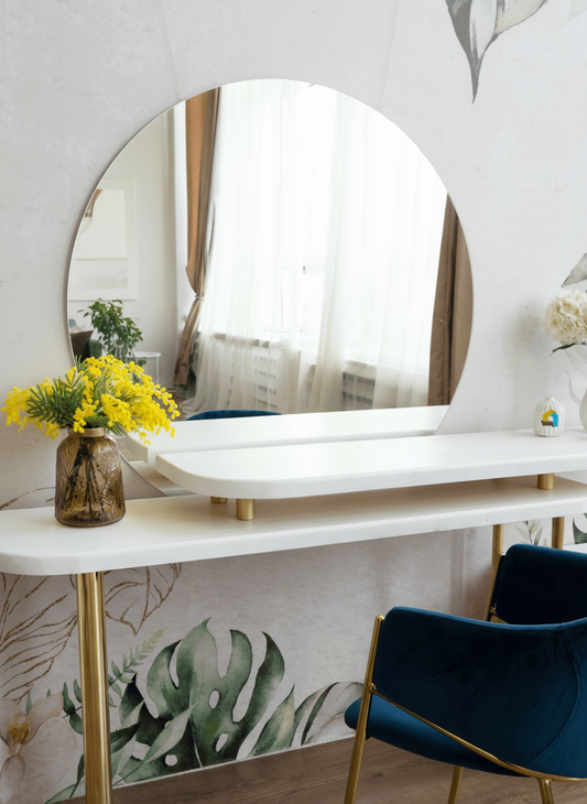 Espejo con forma redonda o circular, ideal para decorar tu hogar y ubicarlo en el recibidor tocador o habitacion de tu casa