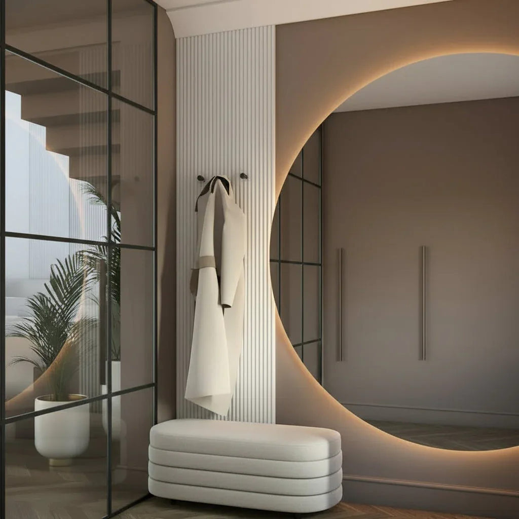 Espejo de pared LED Semicircular