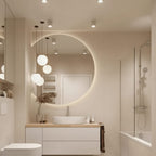 espejo en pared led de forma semicircular para baño o cualquier lugar de tu hogar