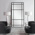 espejo ventana xl negro estilo industrial para tu hogar con espejo belga 4mm libre de plomo y la madera tratada y pintada