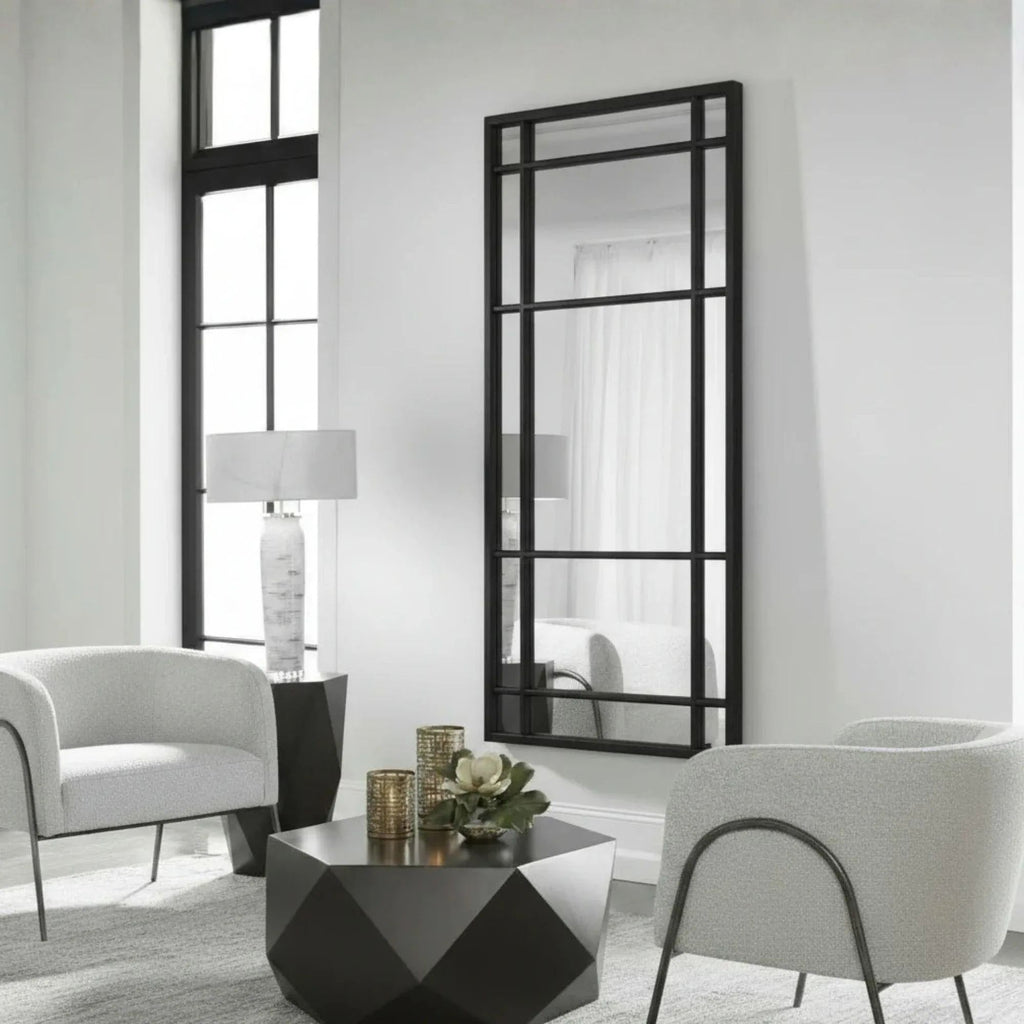 espejo estilo industrial tipo ventana con madera tratada de excelente calidad que antes es secada en camara y protector para el hongo