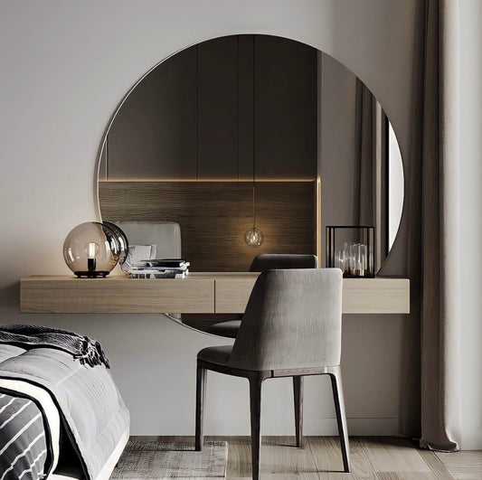 espejo con forma circular para colgar de tamaño gigante para la sala o recibidor de tu hogar