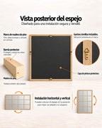 espejo de vetnan nordico imagen de vista porsterior que incluye informacion de ganchos y madera