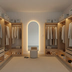 espejo led en forma de arco en closet 