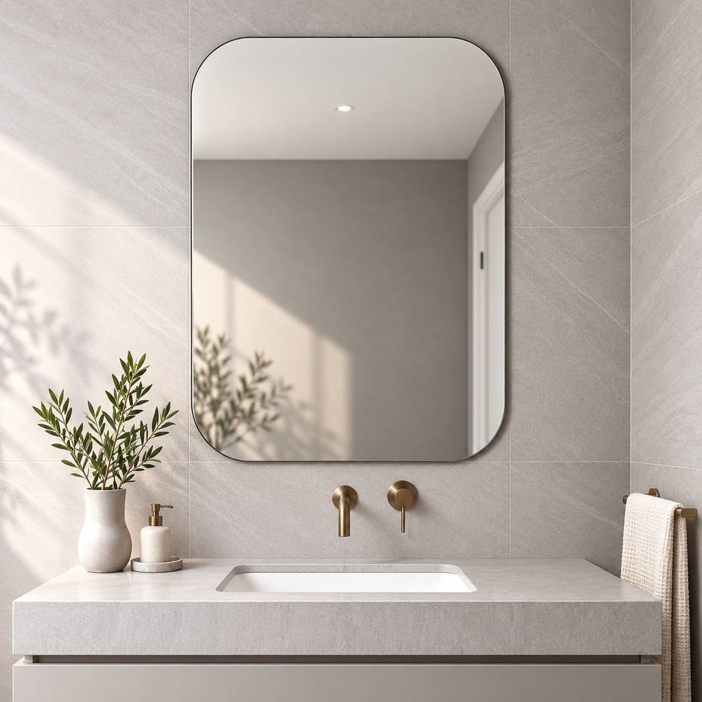 Espejo para baño sin marco flotante para colgar en tu baño