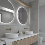 Espejo redondo LED retroiluminado circular con efecto flotante para baño y tocador o cualquier lugar de el hogar