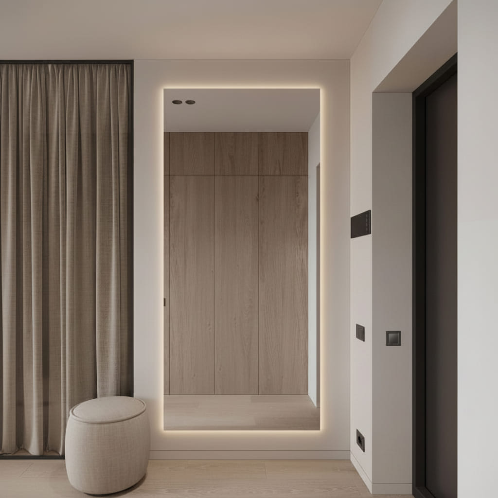 espejo LED de formato grande con cristal belga europeo libre de plomo 