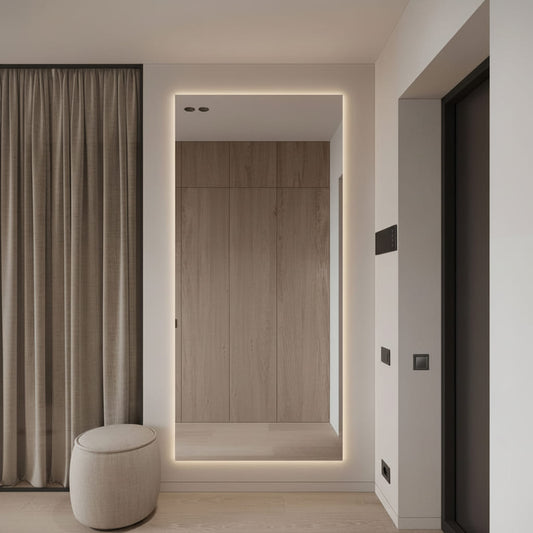 espejo LED de formato grande con cristal belga europeo libre de plomo 