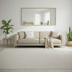 espejo marco de pino en living 