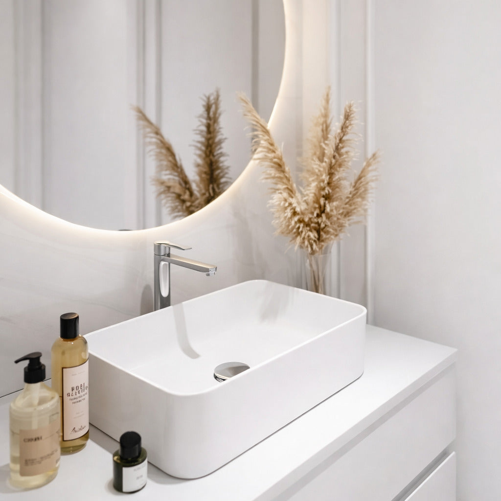 acercamiento para ver los detalles de el espejo led redondo de pared