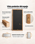 espejo con marco de madera llamado maison imagen de vista posterior para ver como se cuelga o instala