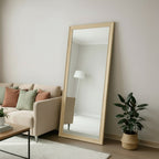 Espejo decorativo con marco de madera de pino natural rústico y espejo belga de 4mm de espesor para living,dormitorio o closet