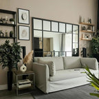 espejo estilo ventana de formahorizontal en un living max xxl