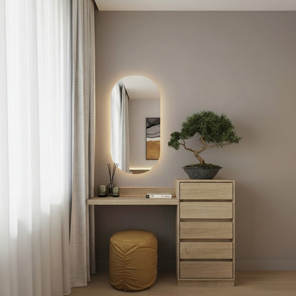 Espejo pequeño ovalado con luz Led