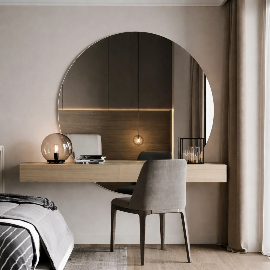 Espejo Circular Grande sin marco para ampliar espacios, cristal belga con reflejo nítido, ideal para living, dormitorio o pasillo