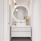 espejo redondo para pared con iluminacion led y con espejo belga de 4mm libre de plomo