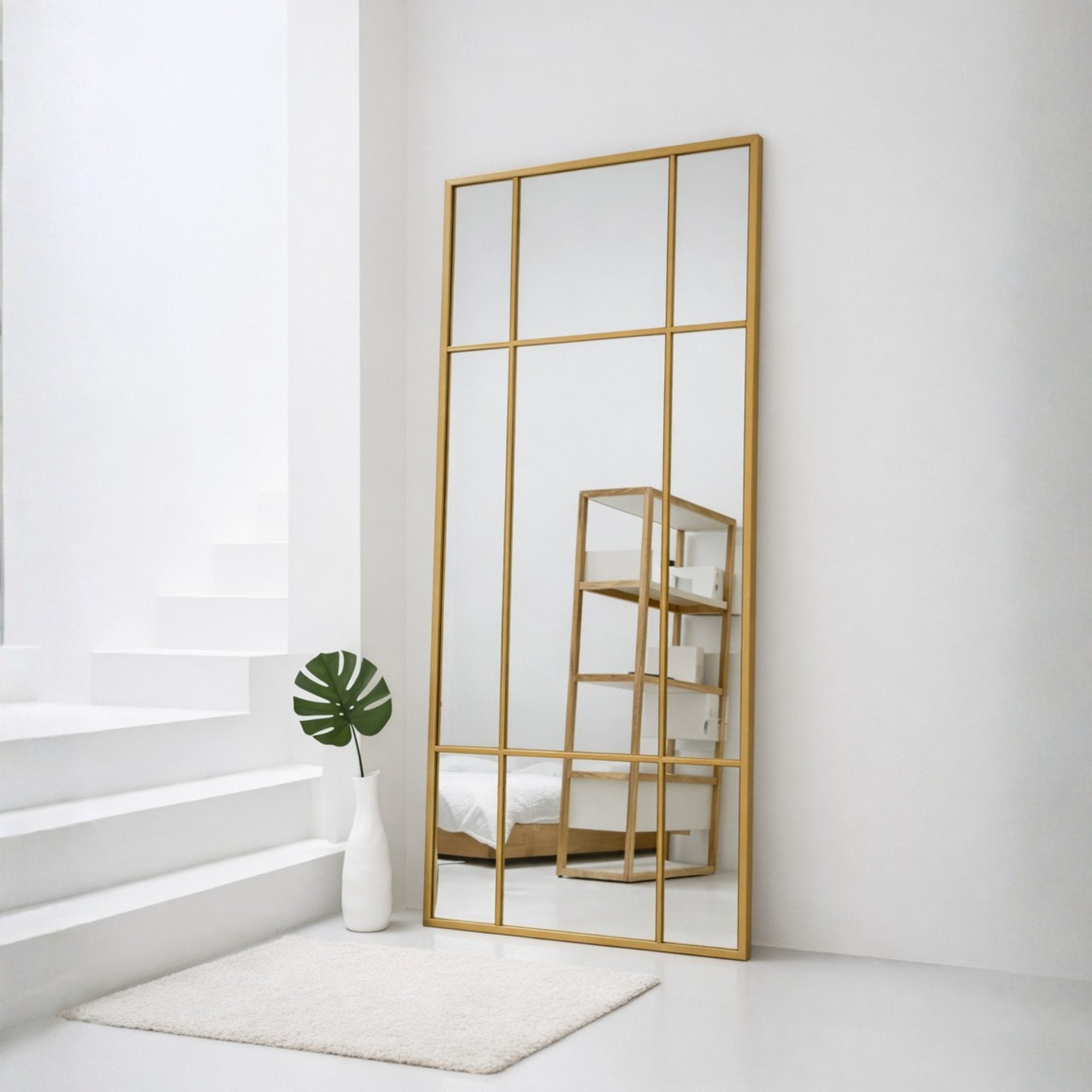 Espejo Ventana Vintage marco madera tratamiento antihongos, cristal belga europeo certificado libre de plomo y cobre, diseño nostálgico clásico