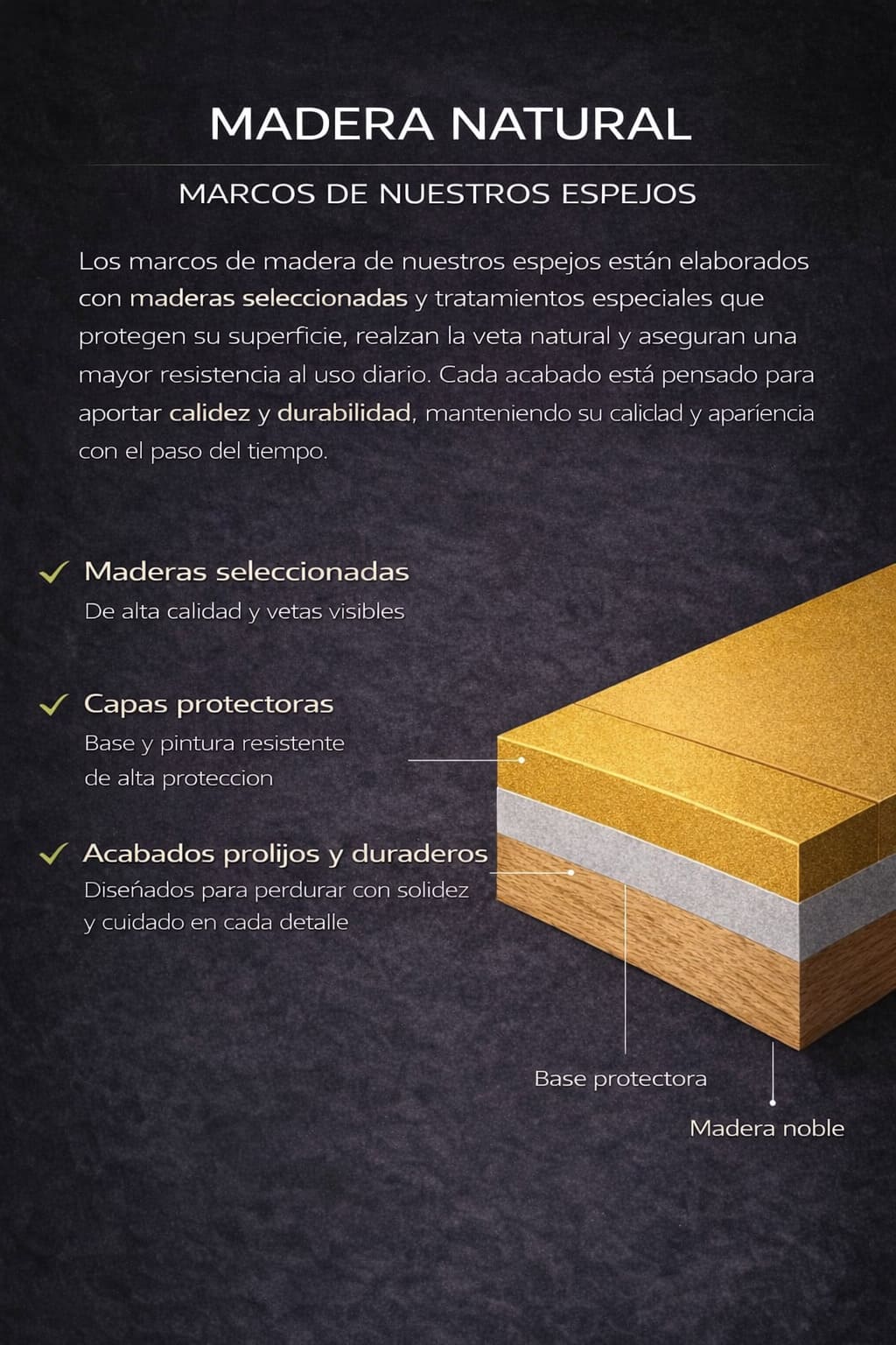 imagen de tipos de madera capas protectoras que lleva la madera y usa nuestros espejos